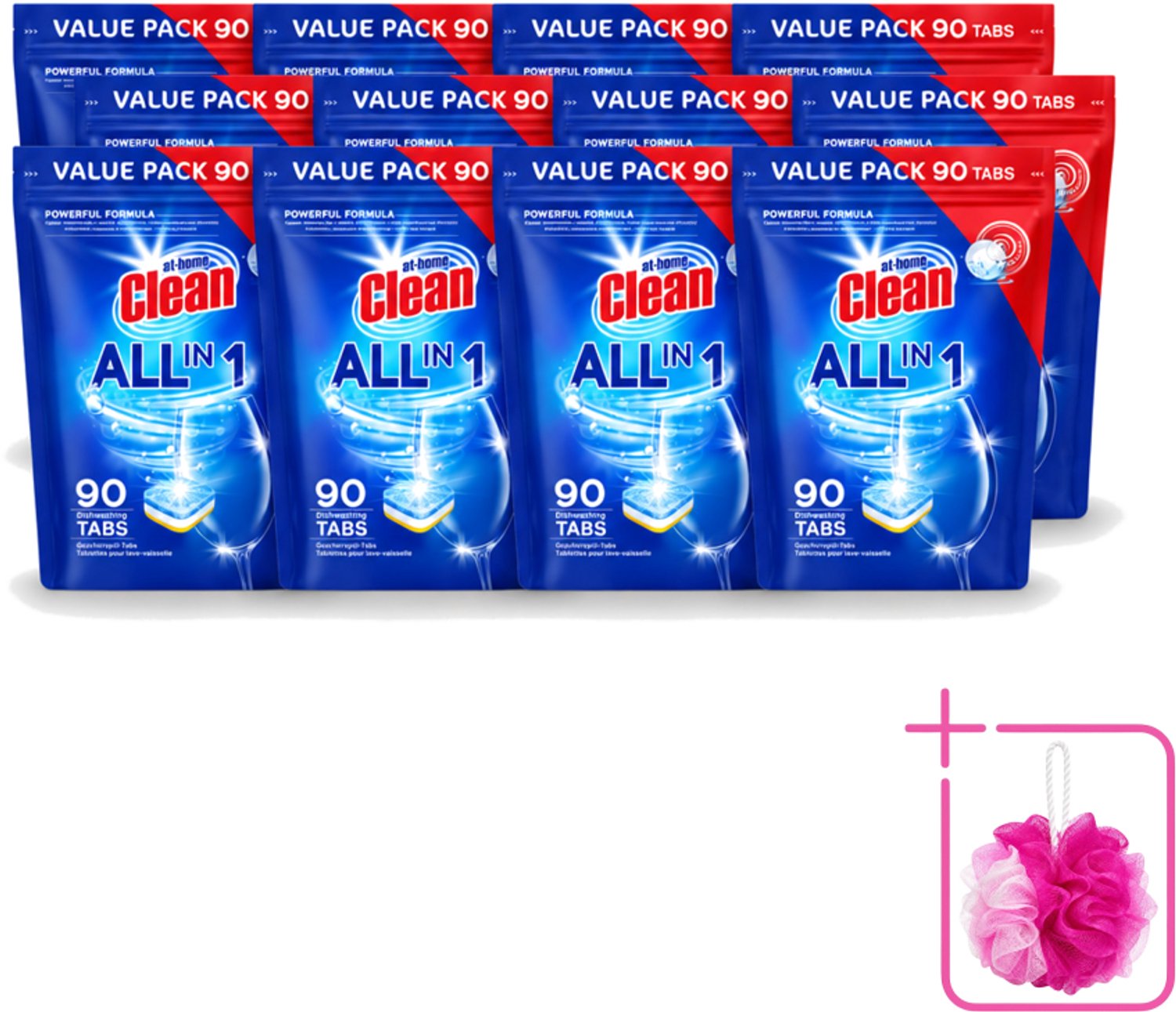 12 x At Home – Vaatwastabletten All-in-1 – Krachtige Reiniging – 90 Tabs - Bulkverpakking - Vaatwastabletten - Vaatwasser
