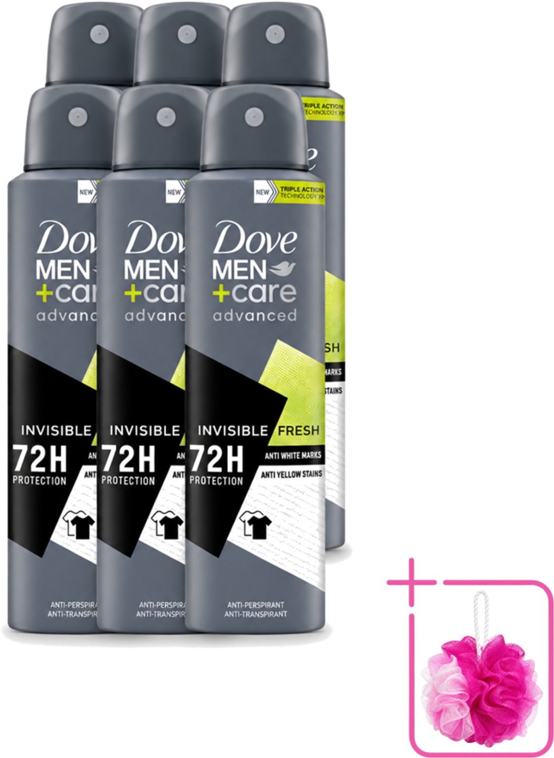 6 x Dove Men+Care – Deodorant Spray – Advanced Invisible Fresh – 150 ml - Bulkverpakking - Deodorant spray voor mannen - Frisheid oksels