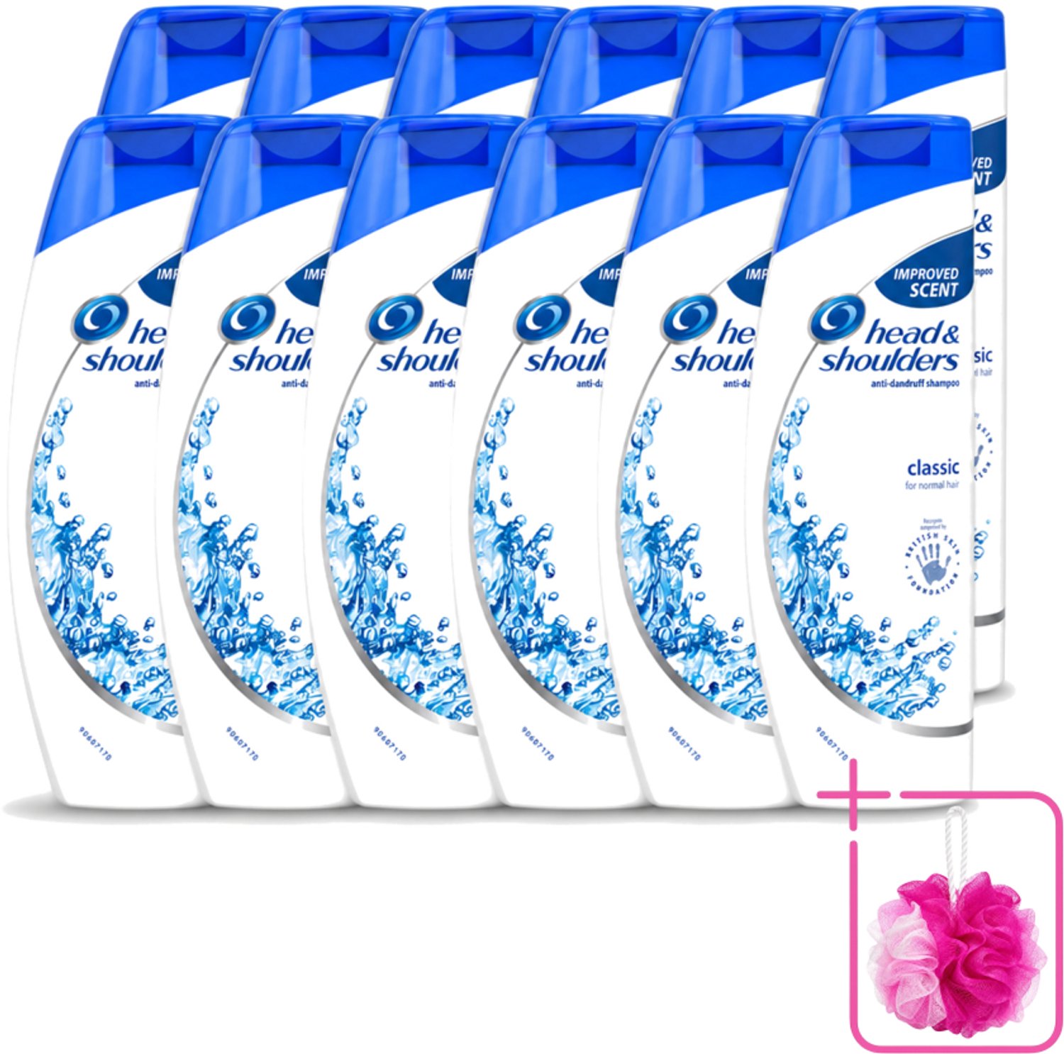 12 x Head & Shoulders - Shampoo - Classic Clean - 250ml - Bulkverpakking - Anti-roos shampoo - Douchemop - Roosvrij haar