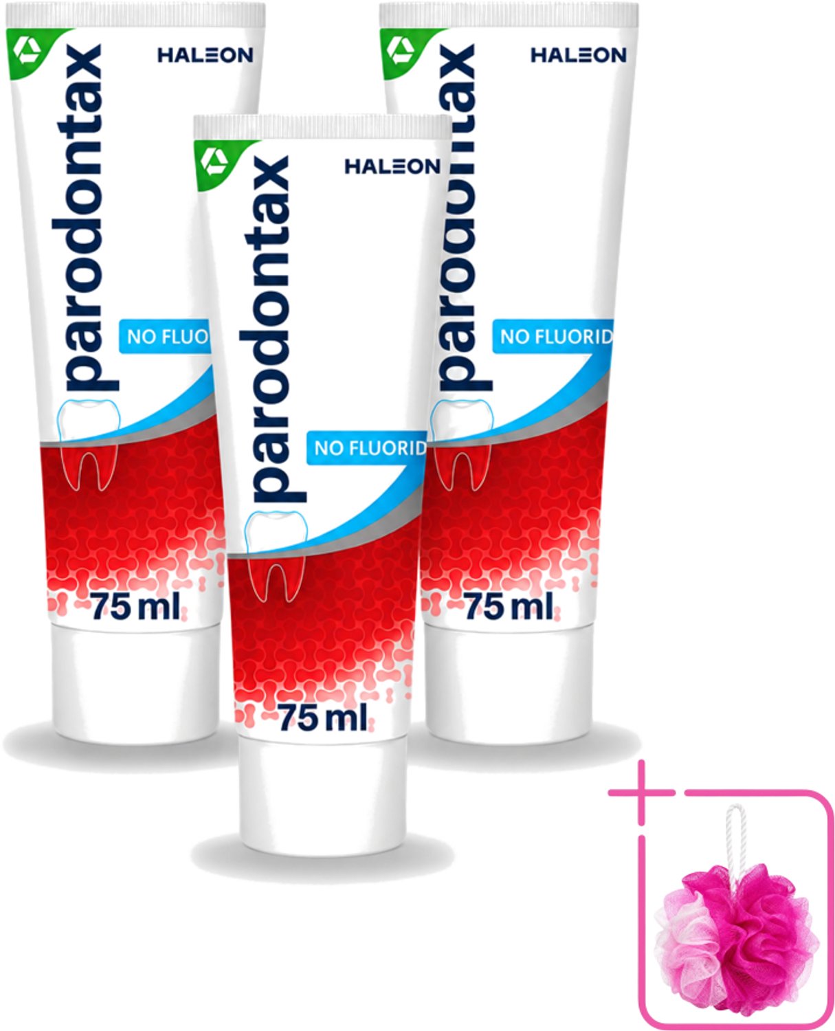 3 x Parodontax - Tandpasta - Fluoride Vrij - 75ml - Bulkverpakking - Tandpasta fluoride vrij - Douchemop - Mondgezondheid