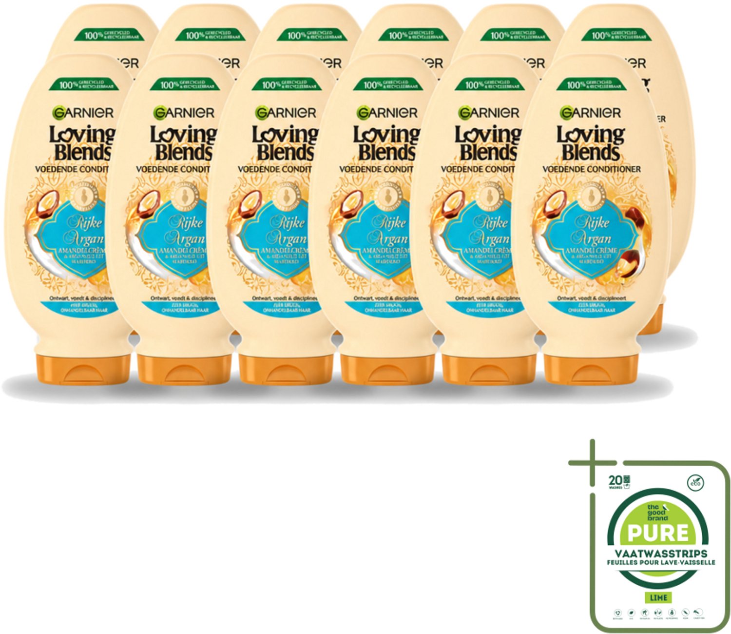 12 x Garnier - Loving Blends - Conditioner - Rijke Argan - Zeer Droog Onhandelbaar Haar - 250 ml - Grootverpakking - Conditioner Voor Droog Haar - Arganolie Voor Haar - Amandelextract Voor Haar - Verzorging Voor Onhandelbaar Haar - Haartype Droog