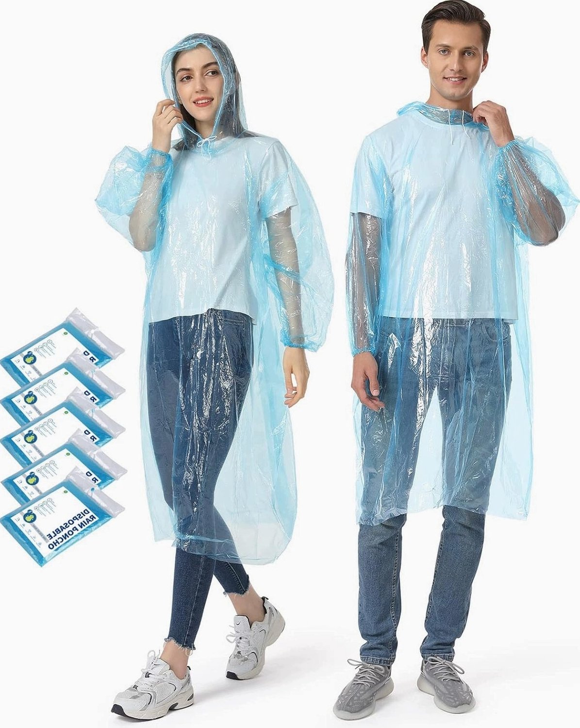 Set van 5 Transparante Regenponcho's - Lichtgewicht & Waterdicht