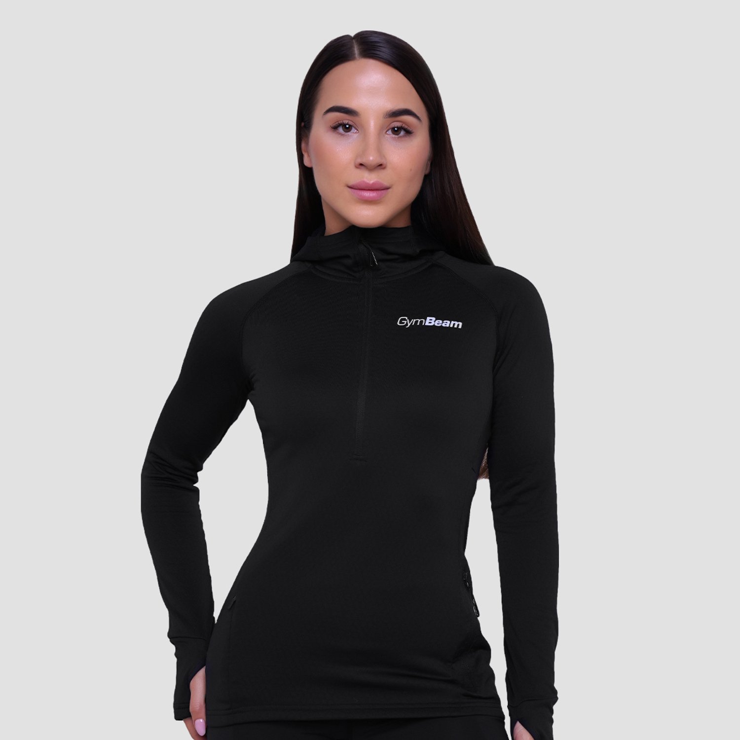 GymBeam Dames Pulse 1/2 Zip Hardloop Sweatshirt Zwart S