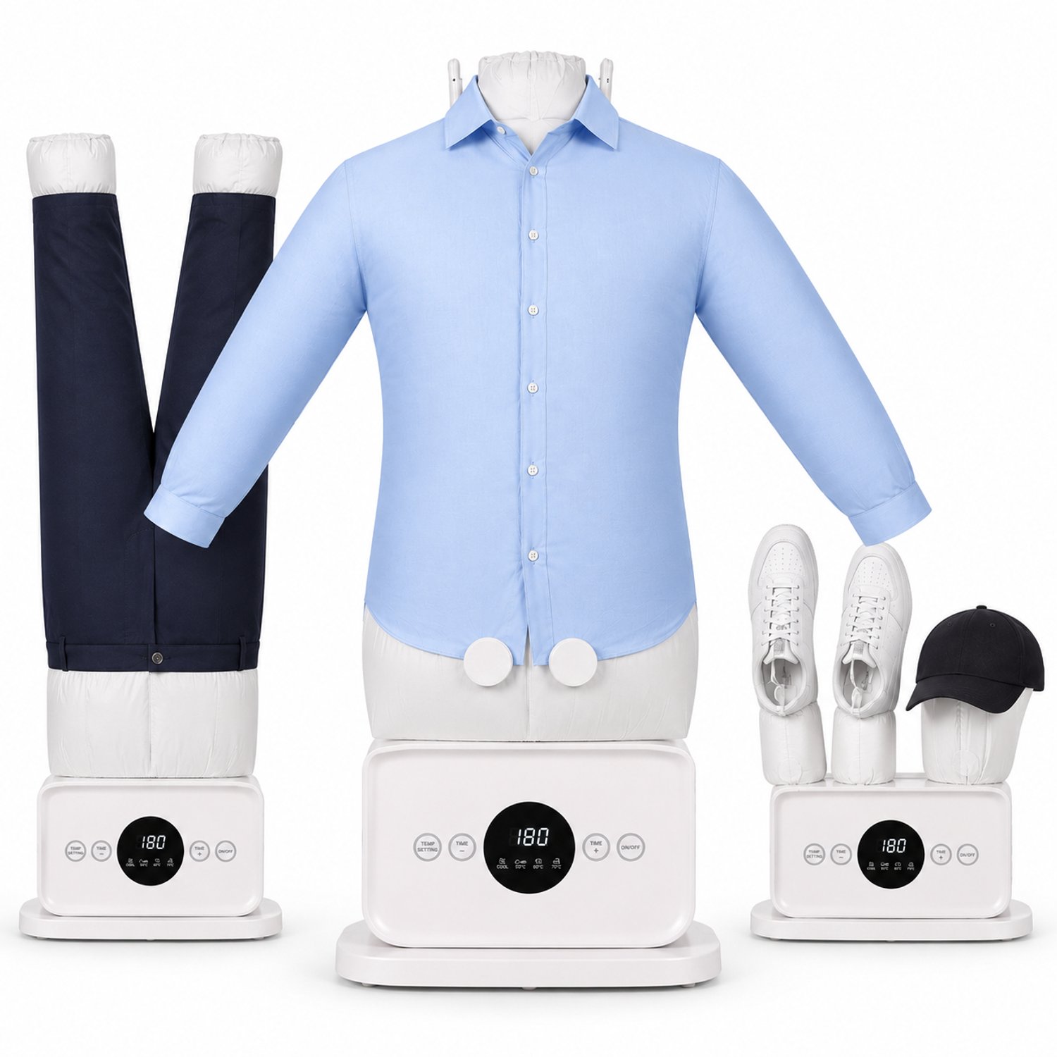 Xenovia Strijkpop - strijkpop voor hemden en broeken - Schoenen/hoeden - 3 standen incl. timer - Vervanger voor strijkijzer - Strijkmachine - Strijkdroger