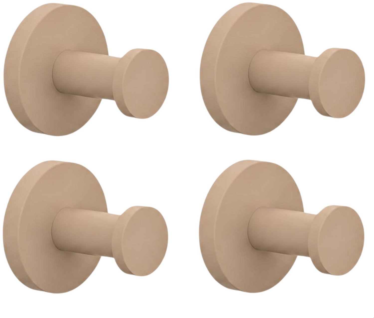 Handdoekhaakjes Beige - Badkamer haken - Ophanghaakjes - Badjas Haakje - Handdoekhaak - 4 stuks - RVS