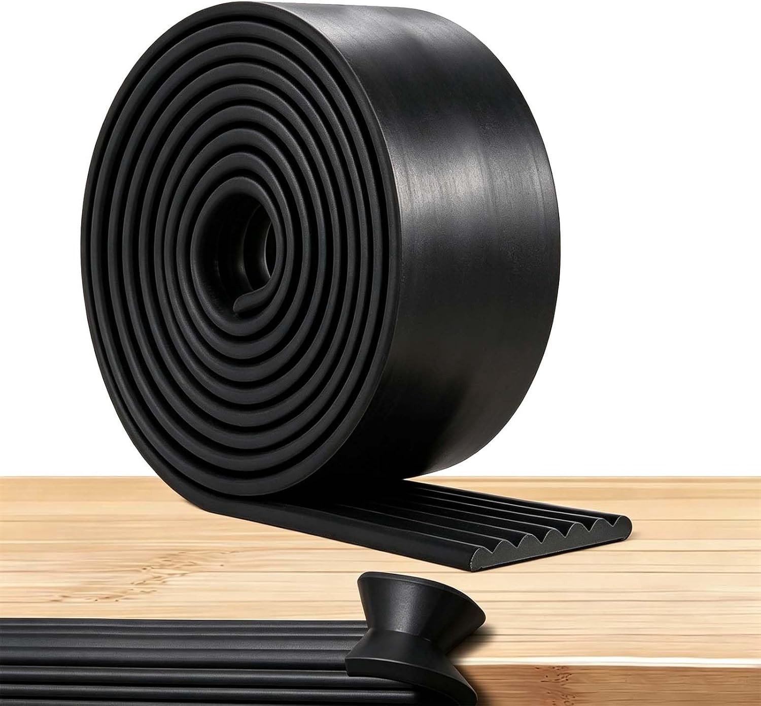 Schuimrubberen randbescherming 5 m x 8 cm, zelfklevend en schokbestendig voor veilige kinderkamers, tafels en meubels (Zwart)