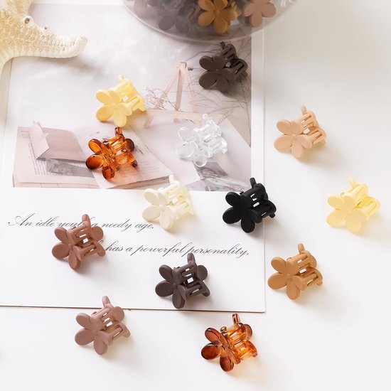 100 stuks kleurrijke mini bloem haarclips, kleine haarspeldjes, mini klauw clips, schattige kaakclips, haarspelden, haarspeldjes, haaraccessoires voor vrouwen, meisjes, kinderen, tieners — afbeelding 4