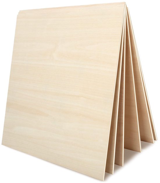 15 stuks 3mm multiplex platen 300x300x3mm Craft multiplex voor lasersnijden lasergraveren hout branden bouw model, 3mm Bass Wood Sheet 1/8 "x11.8 "x 11.8" Onbewerkt hout — afbeelding 3