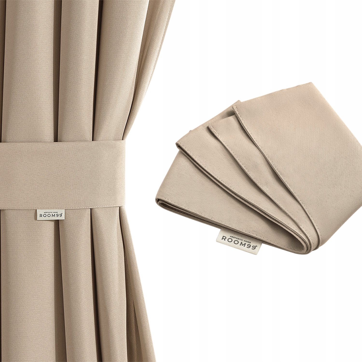 Merkloze Gordijn Sjaal 8x120 cm Beige - Stijlvolle Gordijn Tie-back
