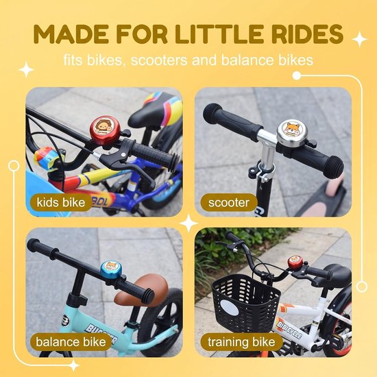 2 stuks fietsbel voor kinderen, fietsbel en step met zilveren hond en rode leeuw, helder en luid geluid, fietsaccessoires voor jongens en meisjes, eenvoudig te installeren — afbeelding 3