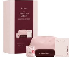 Cabau - Self-Care Giftset - 4-delige Cadeauset met Collageenmasker, Toilettas, Haarband & Creatine+ - Self-Care Pakket voor Vrouwen