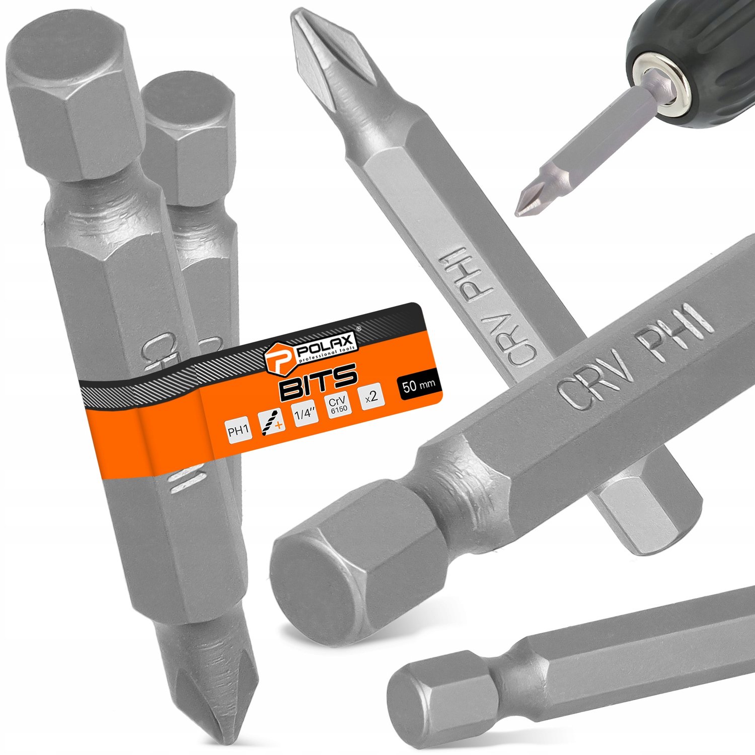 2x PH1 Bit 50mm 1/4" Magnetisch - Duurzaam CrV Staal
