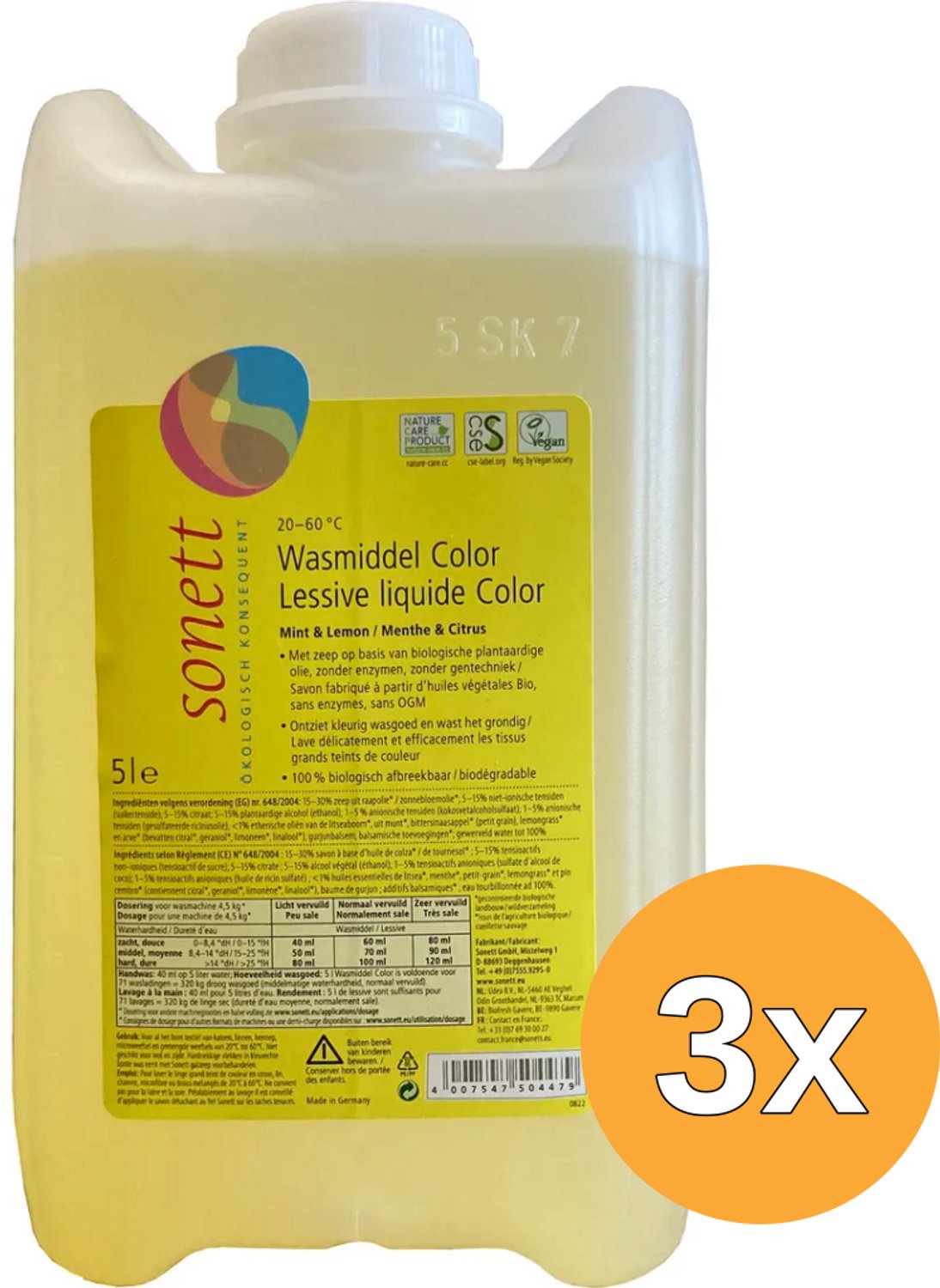 3x Sonett Wasmiddel Vloeibaar Color (5000 ml)