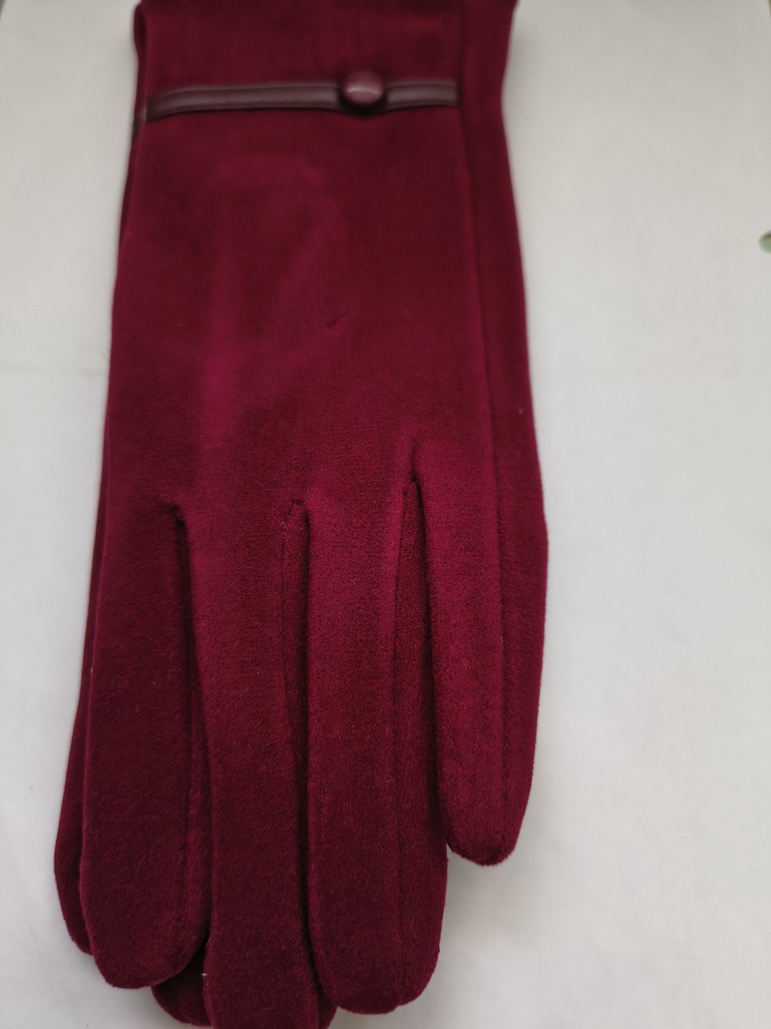 Stevige faux suede dames handschoenen Irene-touchscreenfunctie-effen bordeaux rood