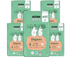 Moomin Baby Eco Wegwerpluiers - 190 stuks - Maat 4 - 7 t/m 14 kg - Hypoallergeen – Gevoelige Huid – Parfumvrij - MaandBox