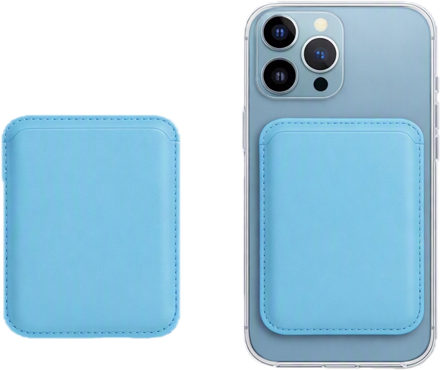 Pradeo - Magsafe Pasjeshouder - Magnetische Kaarthouder Geschikt Voor Apple iPhone - Magsafe Portemonnee Voor Telefoon - Magnetische Wallet - Card Holder Phone - Geschikt Voor iPhone 12/13/14/15/16/17/18 - Licht Blauw