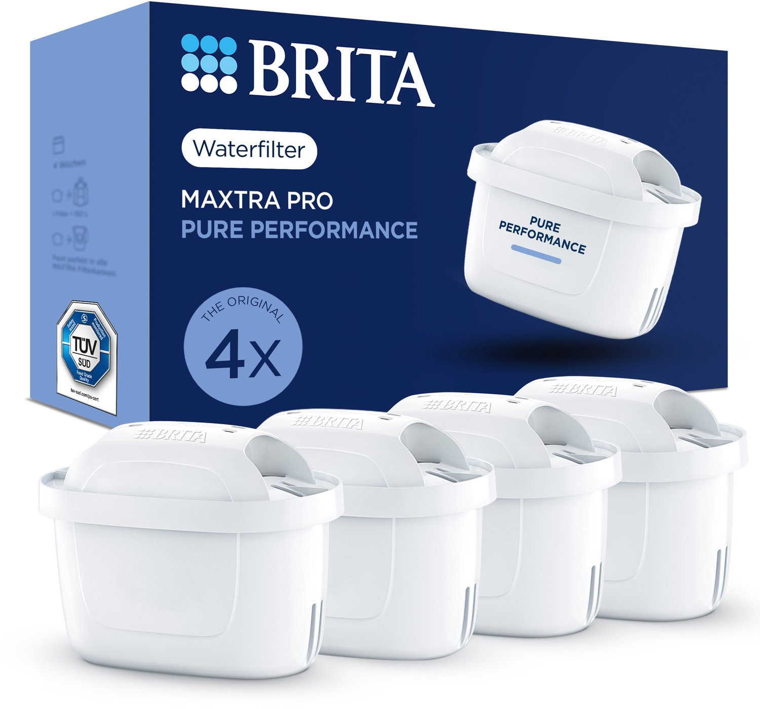 Bol.com BRITA waterfilterpatroon MAXTRA PRO Pure Performance - 4 stuks - Originele waterfilter voor BRITA waterfilterkannen - fi... aanbieding