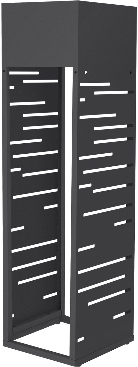 ML-Design Brandhoutrek metaal met bloembak, haardhoutrek 30 x 30 x 111 cm, verticale kachelhoutrek uitbreidbaar met vloerbeschermers voor binnen en buiten, duurzaam weerbestendig verzinkt staal antraciet, ruime opslag voor haardhout met rastermotief