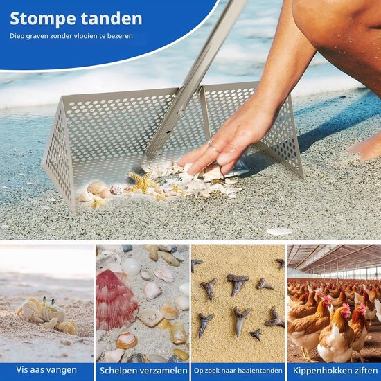 Strandhark voor het Verzamelen van Zandvlooien - RVS Strandhark voor Effectieve Reiniging — afbeelding 3