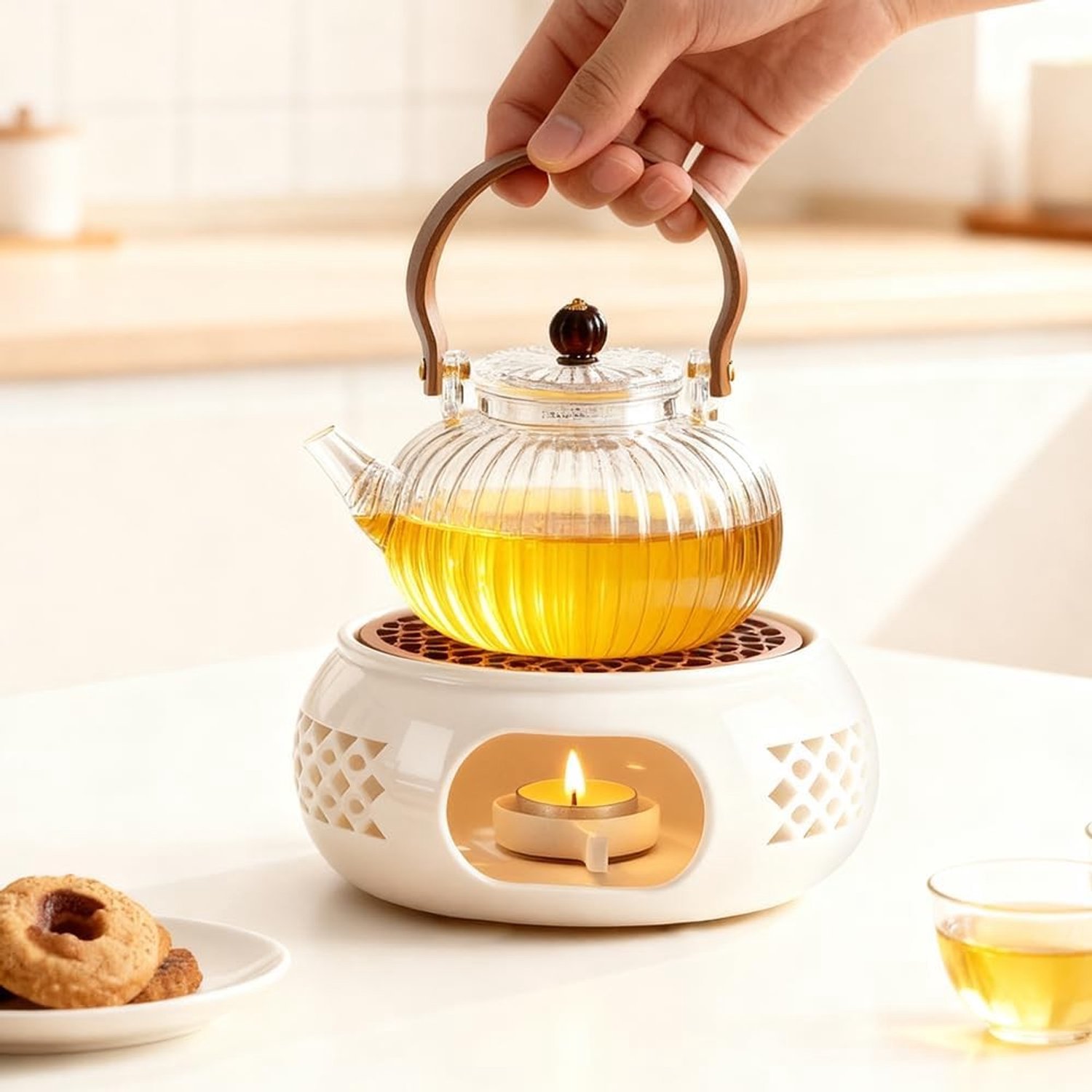 Keramische Theepotwarmer - Wit - 15 cm - Hittebestendig Porselein - Voor Thee en Koffie