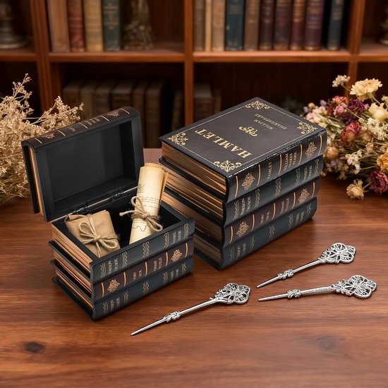 Dozen Houten Antieke Boek Decoraties Vintage Boek Opbergdoos - Hamlet — afbeelding 2