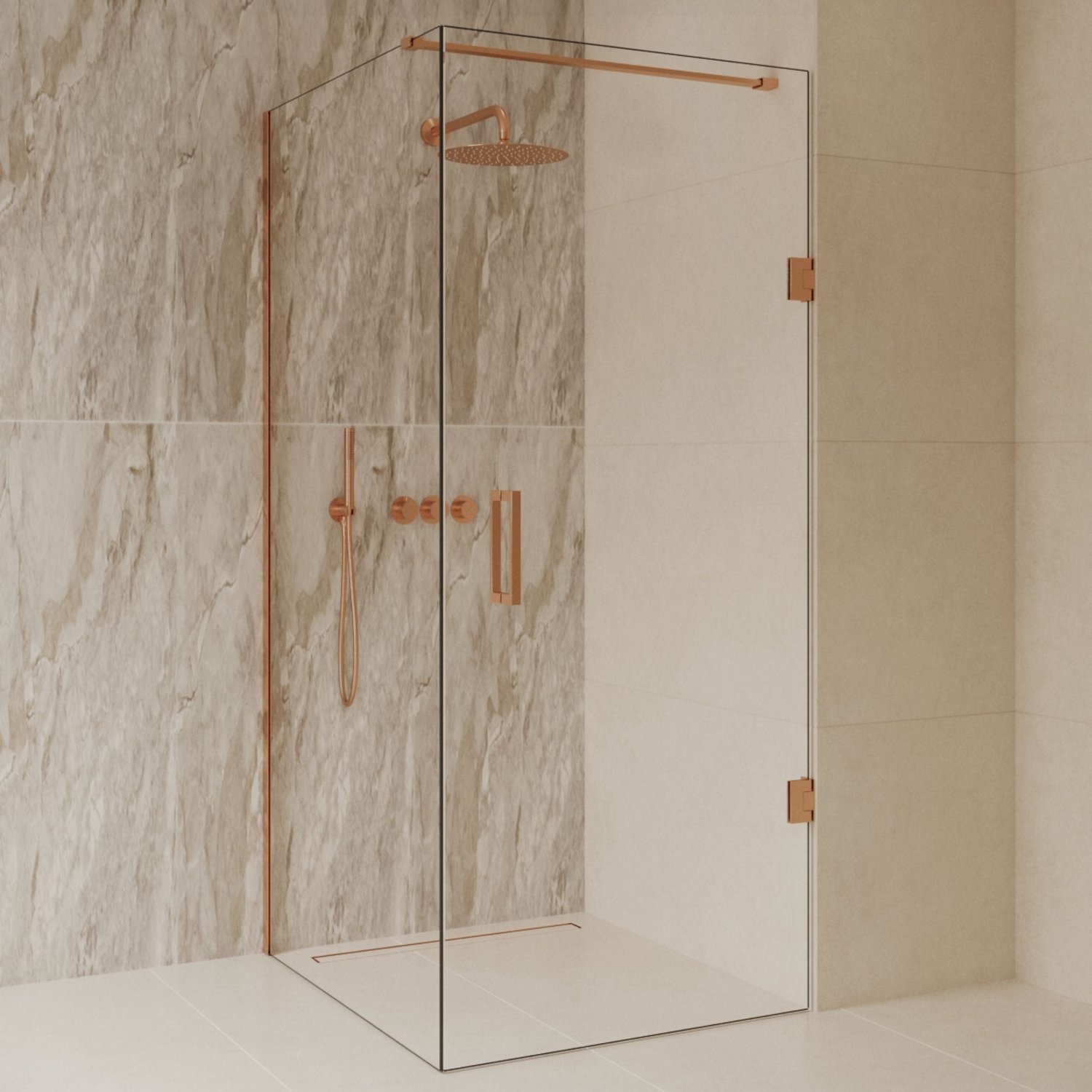 Sanitado Dalis Elements Douchecabine Helder Glas Mat Brons Profielen 100x100 cm