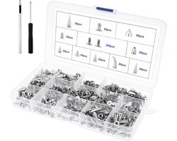 Coolty 200 sets 10 designs ball cone spikes metal screw back studs punk backup rivets with punching tools for DIY leather craft handmade accessories c