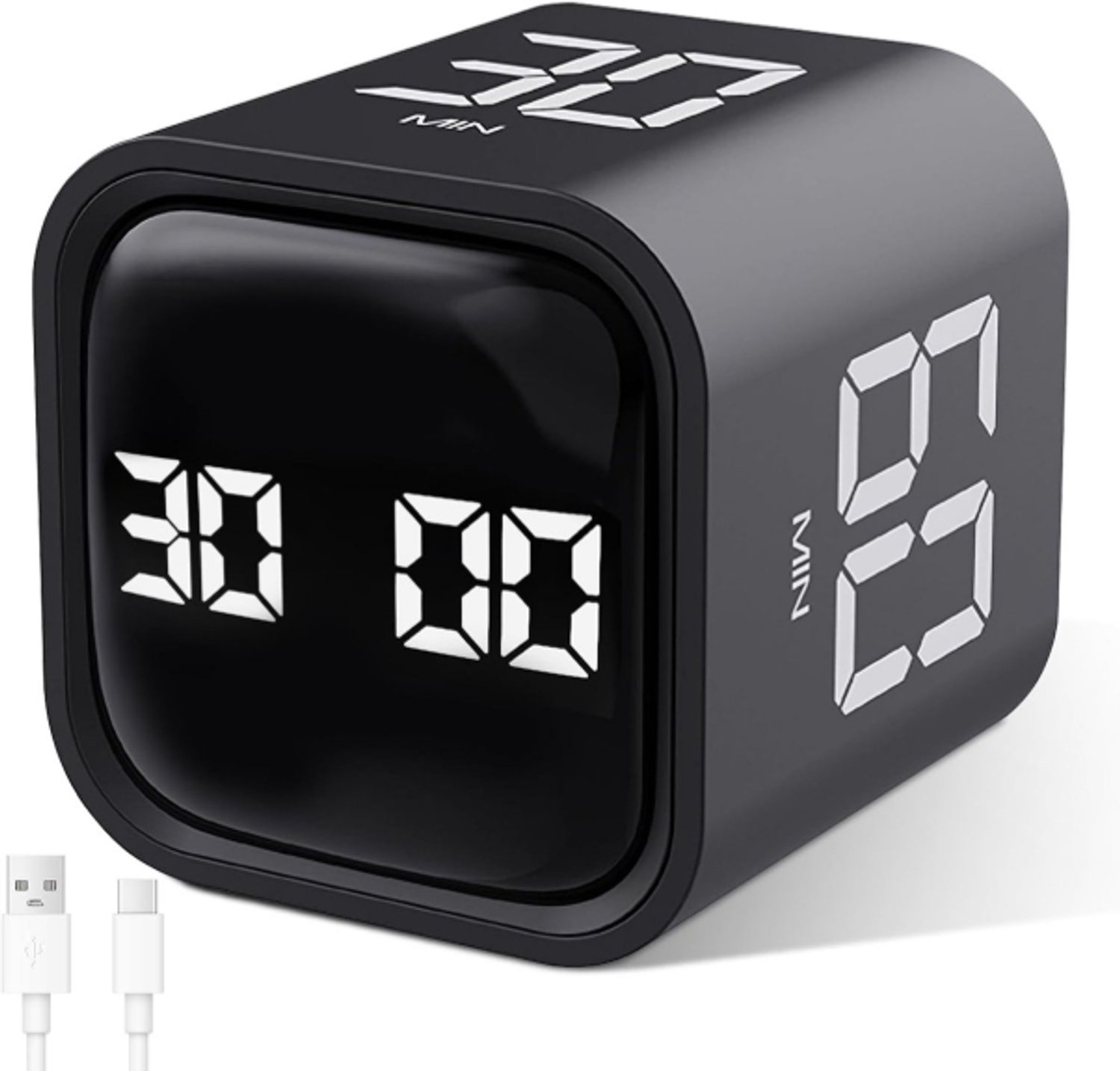 Digitale Kookwekker - Magnetische keukentimer - Productiviteitstimer - Techniek Timer -Roterende kubustimer - Time Management-Eierwekker-Zwarte timer