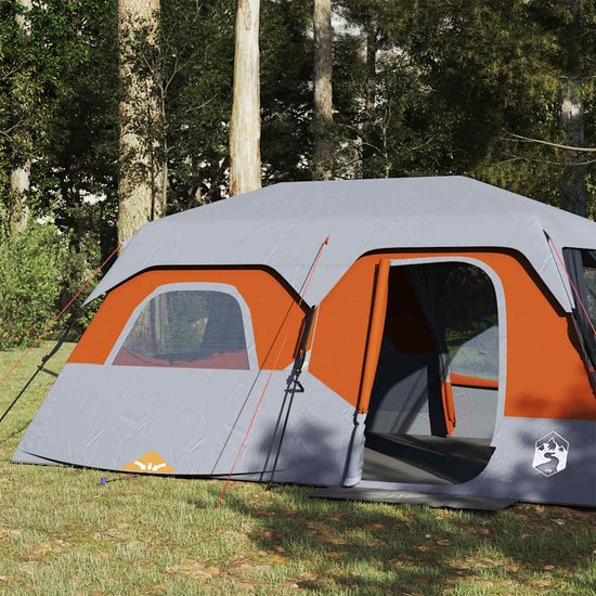 vidaXL - Tent - 9-persoons - waterdicht - snelontgrendeling - grijs - en - oranje van Vidaxl — afbeelding 3
