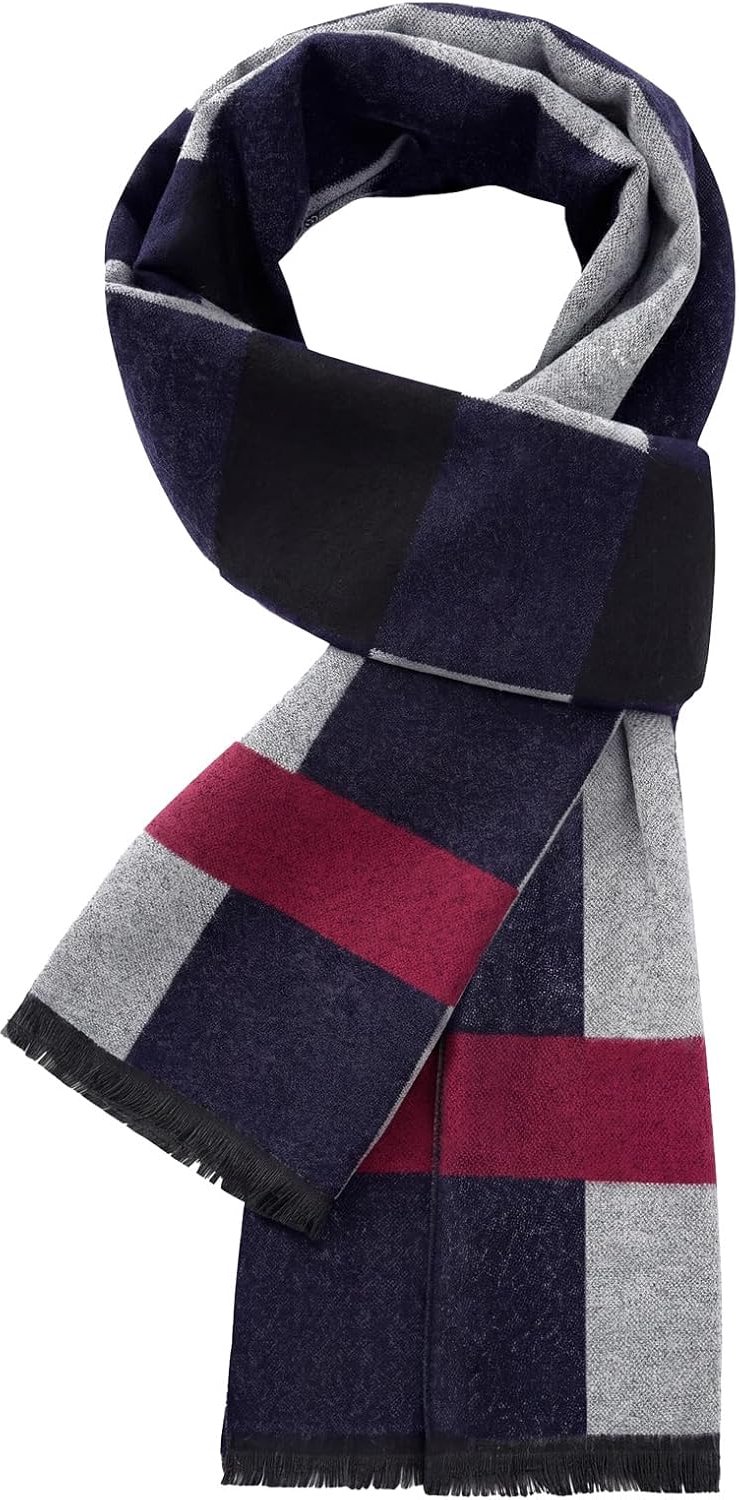Sjaal voor heren, winter, geruit, elegant, zacht, warm, klassieke herensjaal, tartanpatroon, lange wintersjaal voor mannen