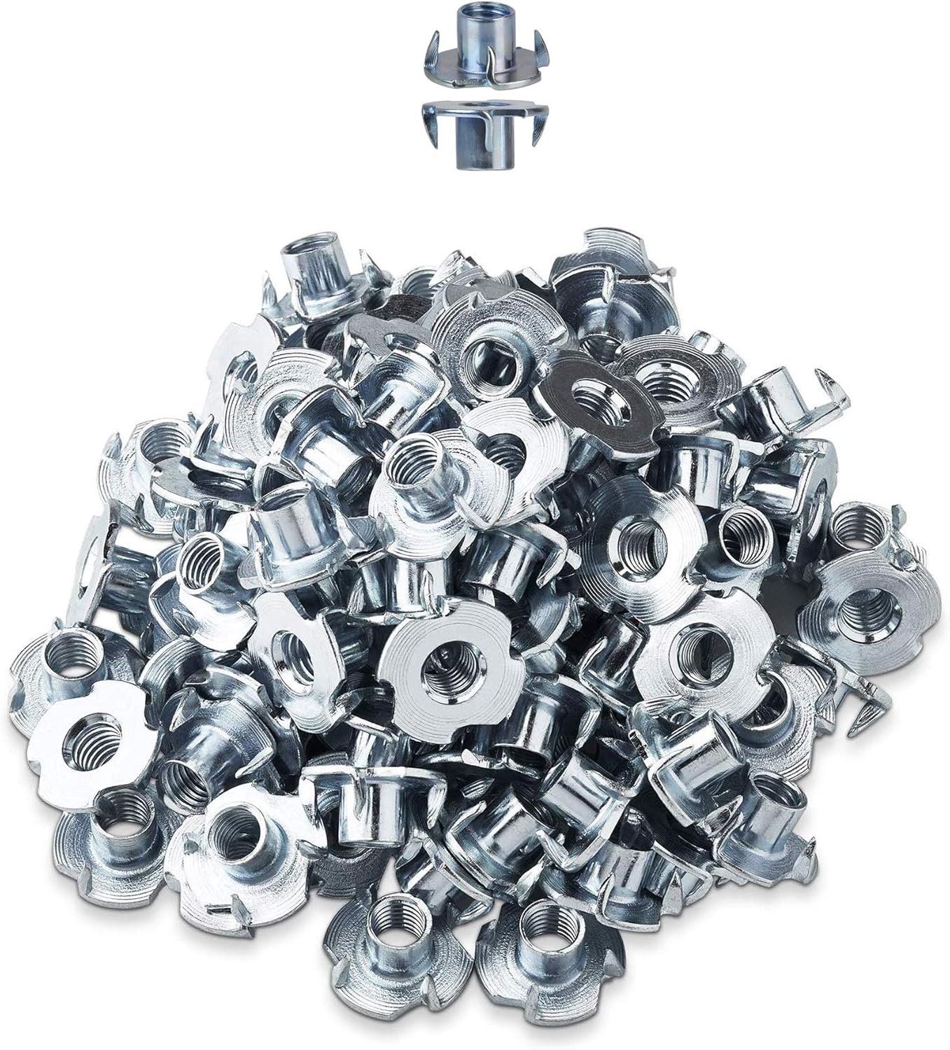 LIKERAINY 4 Piece T Nuts M5 x 8mm Metal T Nut Furniture Threaded Inserts for Woodworking Climbing Holds Furniture Legs - ShopVlot
