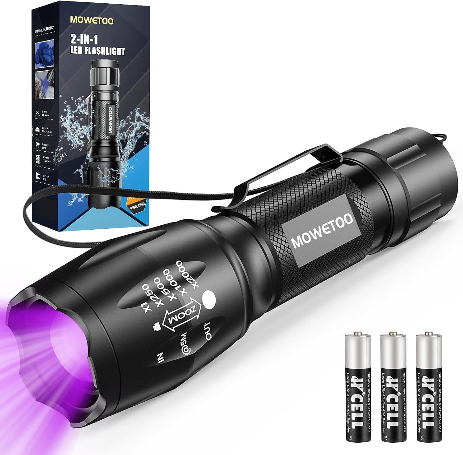 UV Lamp 2-in-1 LED Zaklamp met Zwart en Wit Licht - Ultraviolet Zaklamp 395nm, 4 Modi, Valse Bankbiljetten Detector en Hond Urine Accessoires