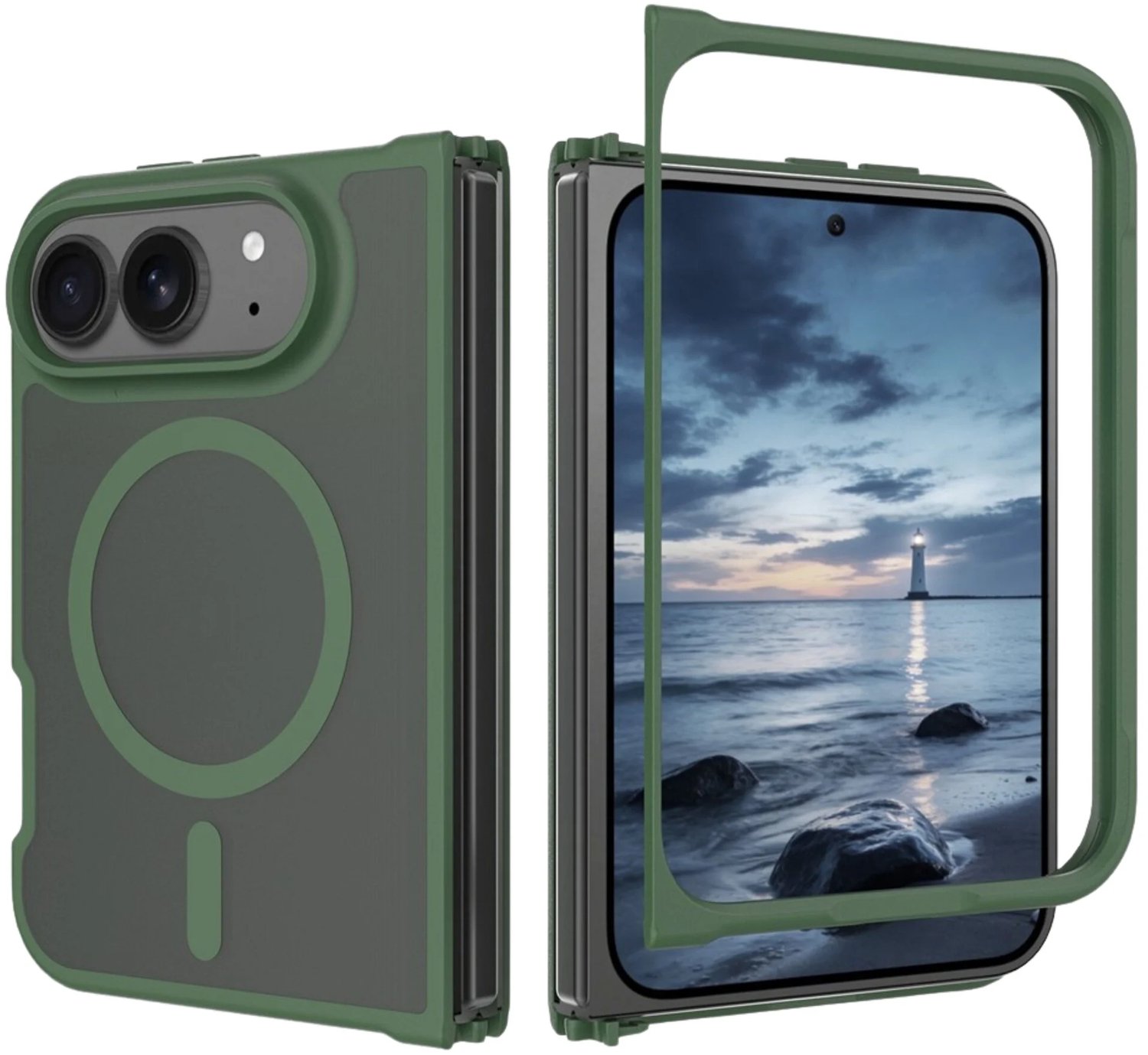 Casety Geschikt voor iPhone Duo slank backcover hoesje met magnetisch ondersteuning - Groen