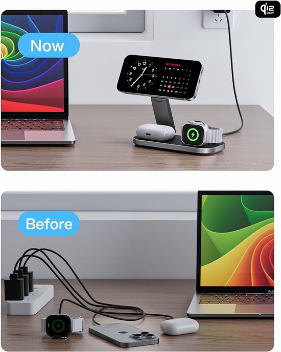 Draadloze 3-in-1 Oplader met Magnetische Functie voor iPhone, Apple Watch en AirPods Pro, 25W Vouwbaar Ontwerp — afbeelding 3