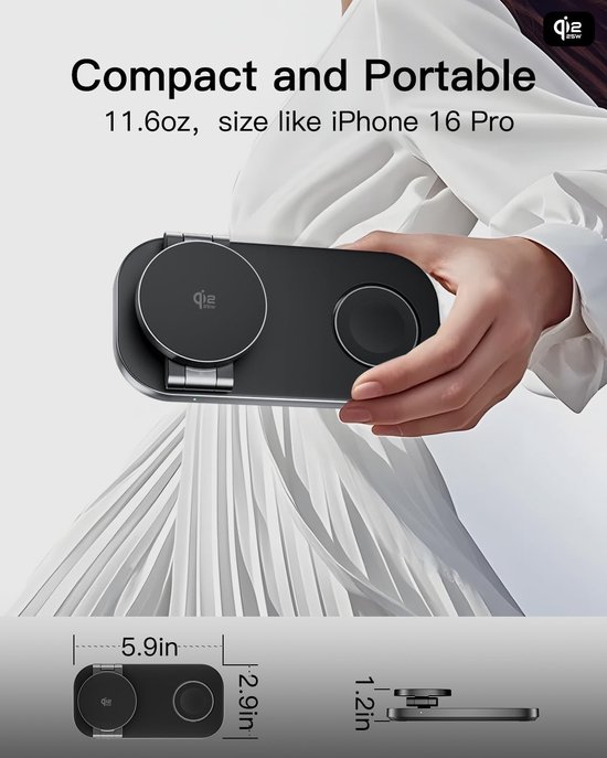 Draadloze 3-in-1 Oplader met Magnetische Functie voor iPhone, Apple Watch en AirPods Pro, 25W Vouwbaar Ontwerp — afbeelding 4