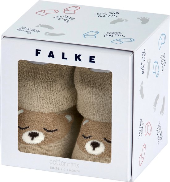 Falke babymuts met berenprint in beige, maat 50-56.
