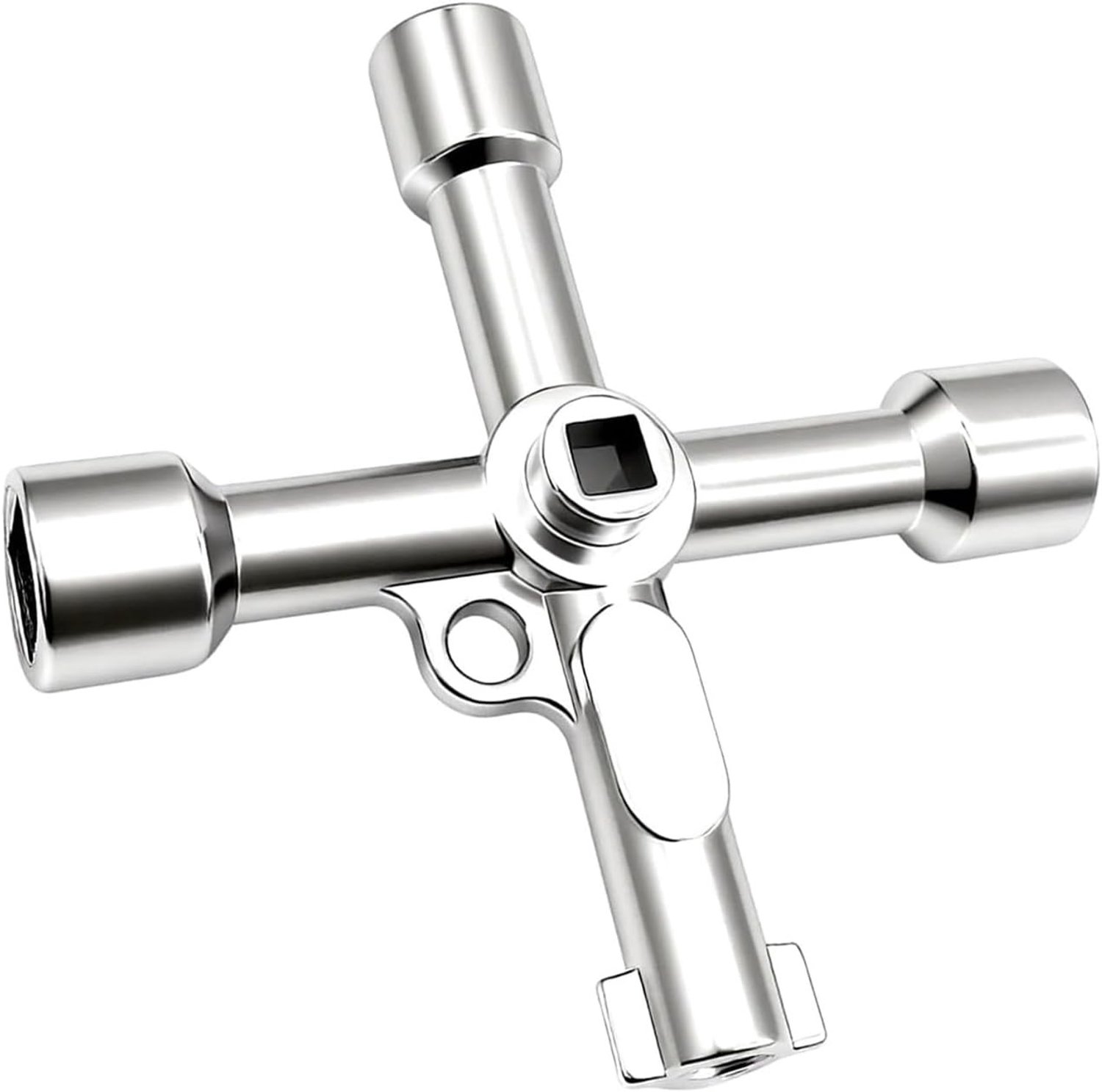 Multifunctionele Sleutel - Zilver - 7,1 x 7,2 x 1,2 cm - Hoogwaardige Zinklegering - Voor Water, Stroom en Gasmeters