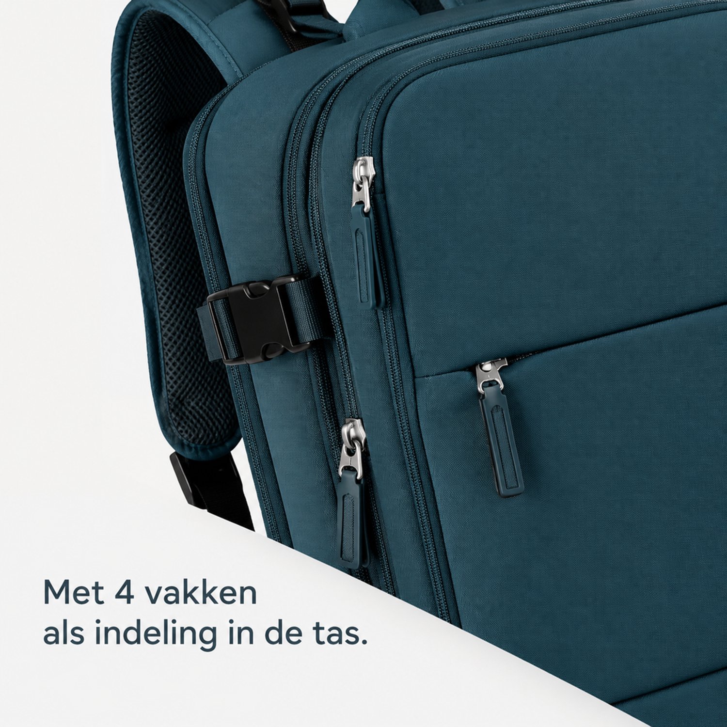 Rugzak - middelgroot, 4 vakken - voor recreatief reizen - pauwblauw