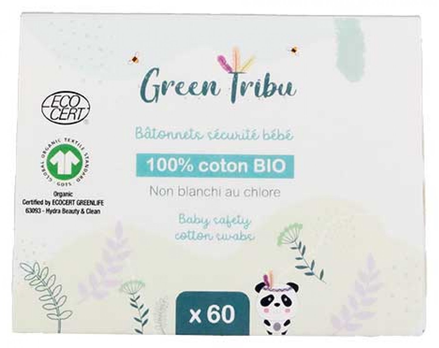 Green Tribu Baby Veiligheidswattenstaafjes 60 Stuks
