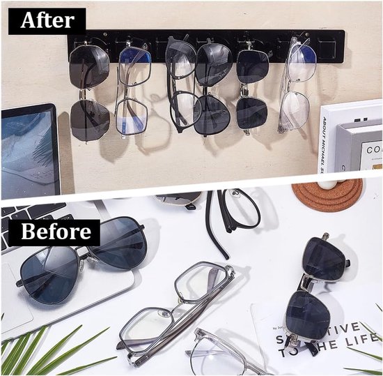 4 stuks acryl zonnebril organizer, wandgemonteerde glazen displayhouder zwarte bril opknoping organizer meerdere brillen rek voor brillen muur woondecoratie — afbeelding 5