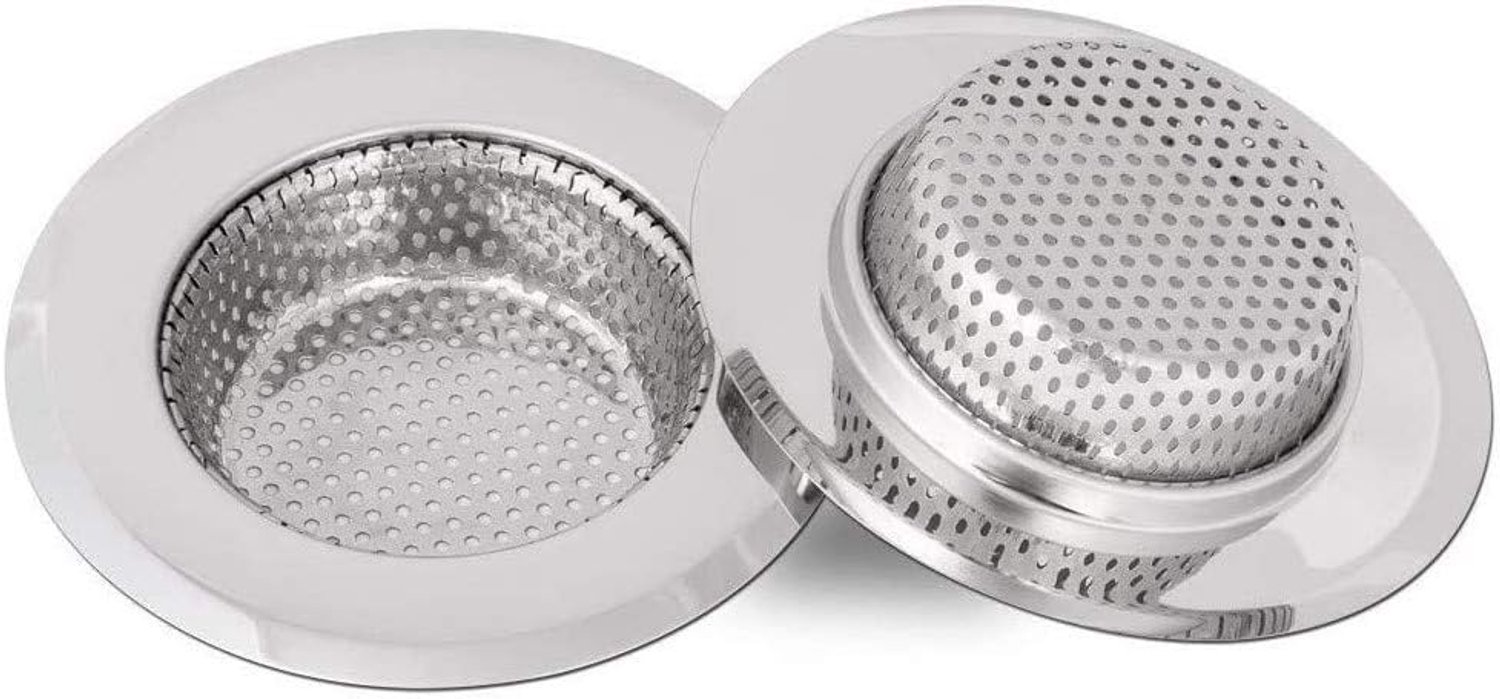 afvoerzeef, gootsteenzeef, roestvrijstalen gootsteenzeef, verstopping voorkomen, grote brede rand 4,5 inch / 11,3cm buitendiameter (Groot)