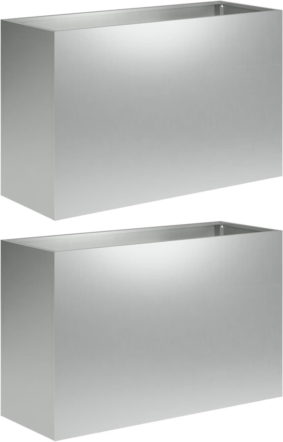 Bloembak van staal, 2 stuks, zilver, 80 x 30 x 40 cm