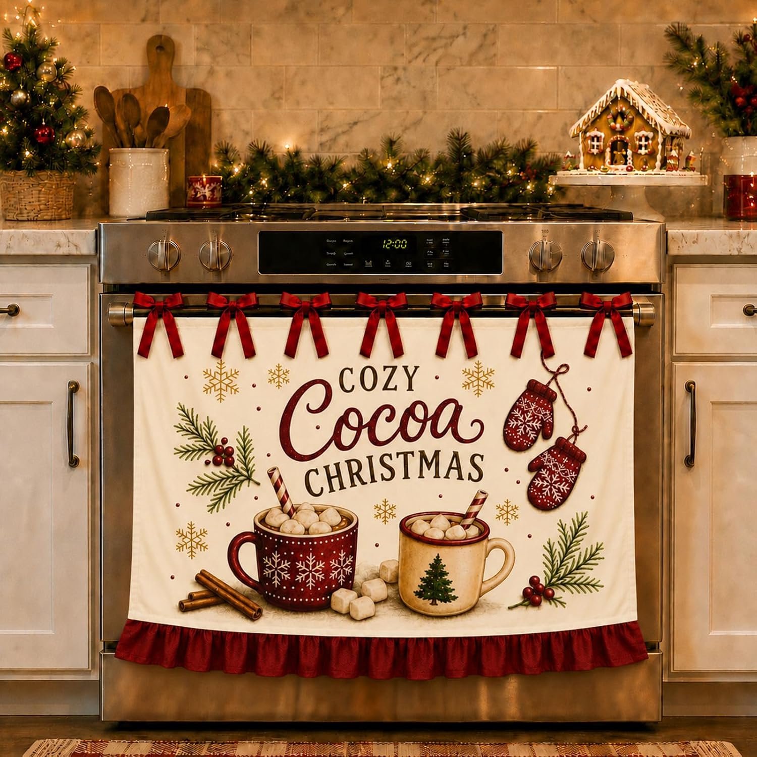 Decoratieve Oven Rok Gordijn Xmas Decor Tie Terug Bistro Cafe Gordijn