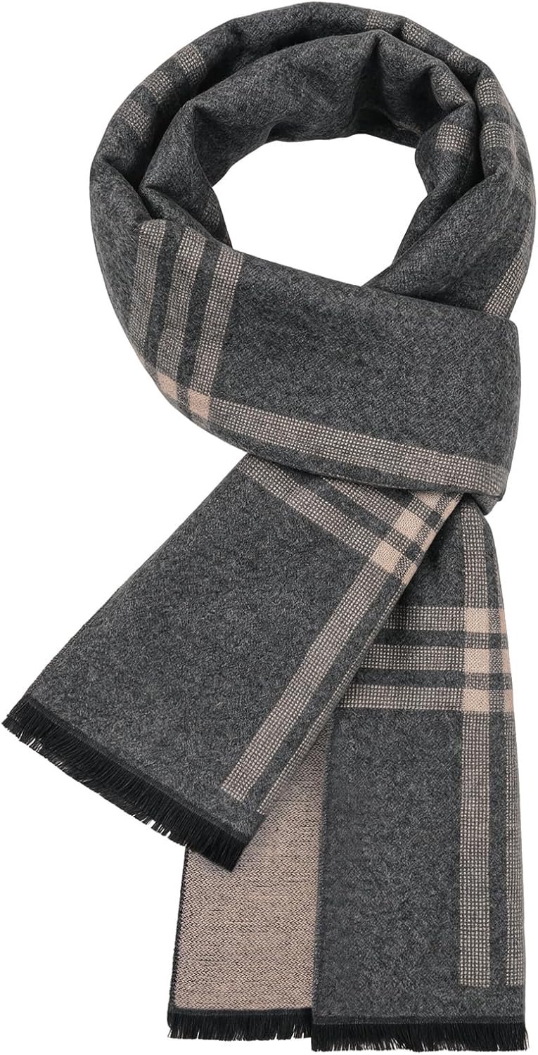Sjaal voor heren, winter, geruit, elegant, zacht, warm, klassieke herensjaal, tartanpatroon, lange wintersjaal voor mannen