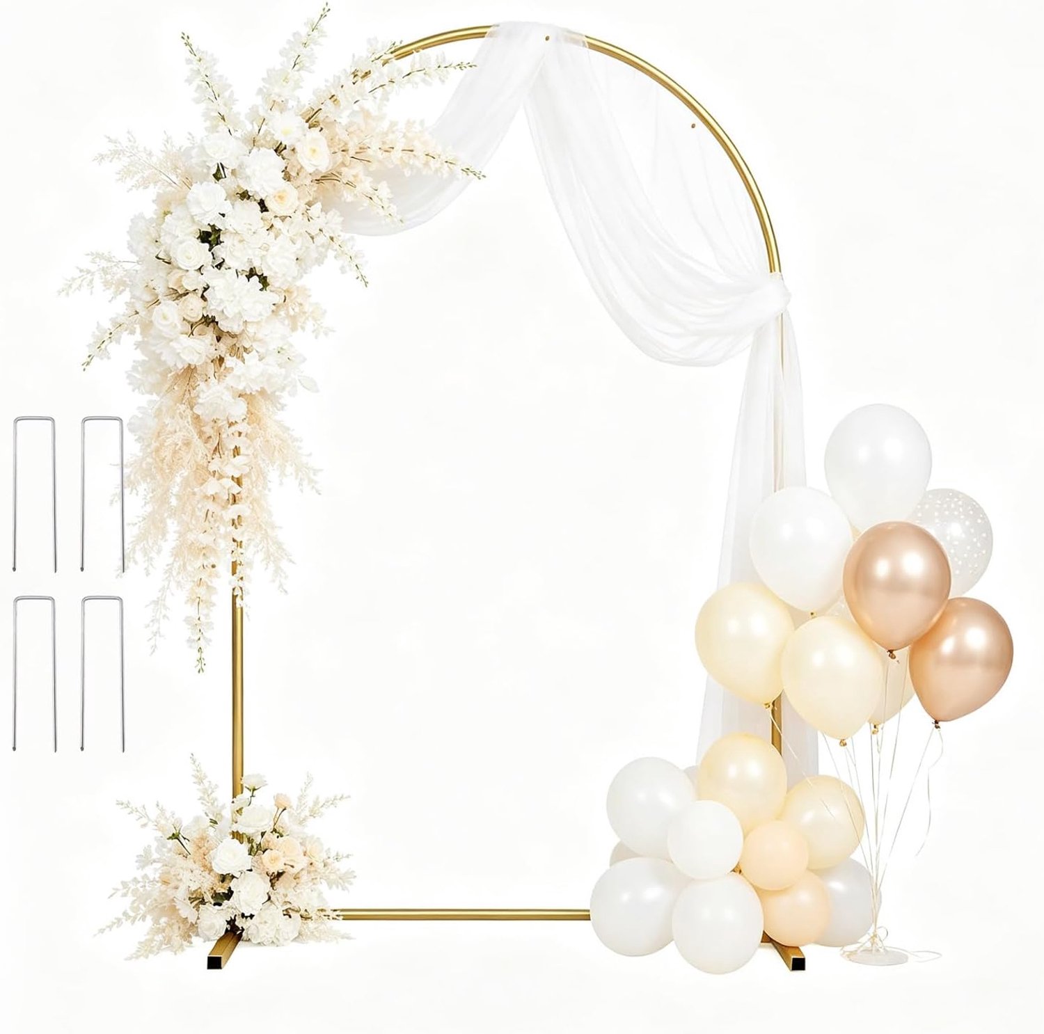 2,2 m bruiloftsboog, achtergrondstandaard, gouden bruiloftsboogstandaard, ballonnenboogframe voor feestjes, verjaardagsfeesten, decoratie, afstuderen, bruiloft (1,2 x 2,2 m)