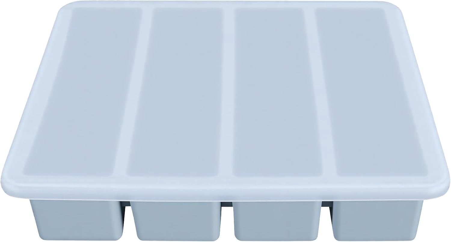IJsbakje Cube Silicone Compact Easy Release met afneembaar deksel (blauw)