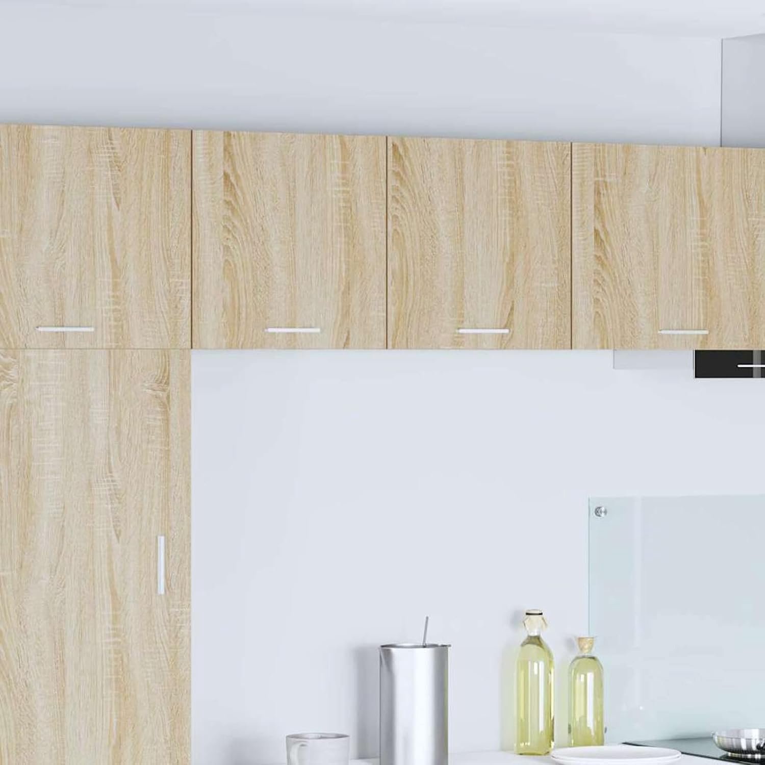 Hangkast, keukenrek, Sonoma-eiken en wit, 40 x 31 x 40 cm, 2 stuks, houtmateriaal voor moderne keuken