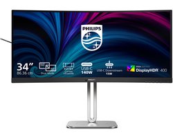 Philips 34B2U5900C - 34 inch Ultrawide 5K2K Business Monitor - USB-C 140W - RJ45 - Dual Mode - 120Hz tot 240hz - 5 jaar garantie