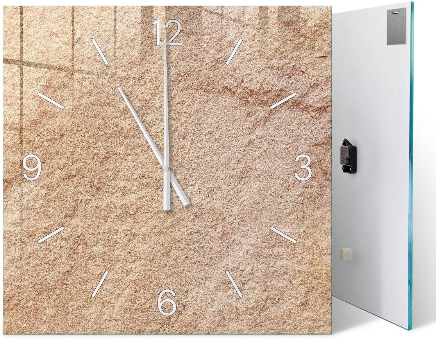 Decoratieve klok voor aan de muur 60x60 cm | Beige steen