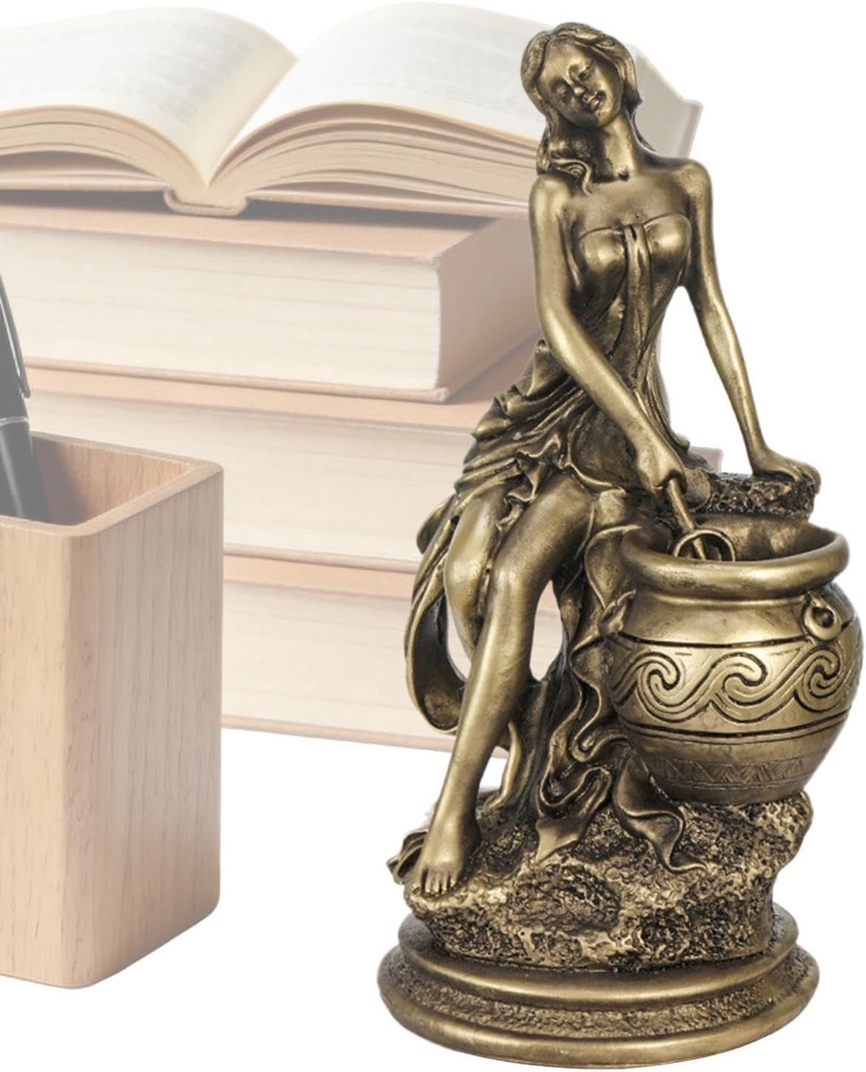 Hars Godin Standbeeld - Vintage Decoratief Beeldje, Elegante Mythologie